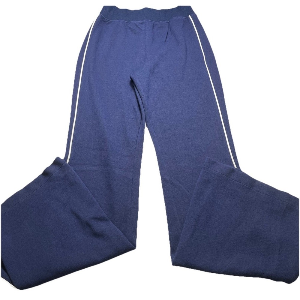 Spanx Ponte Knit Pants Womens Small Petite Blue Side Stripe Pull On Stretch Slim